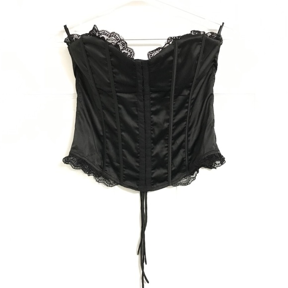 NWT Y2K Urban Behavior Goth Lace Corset Top M Black - Picture 1 of 6